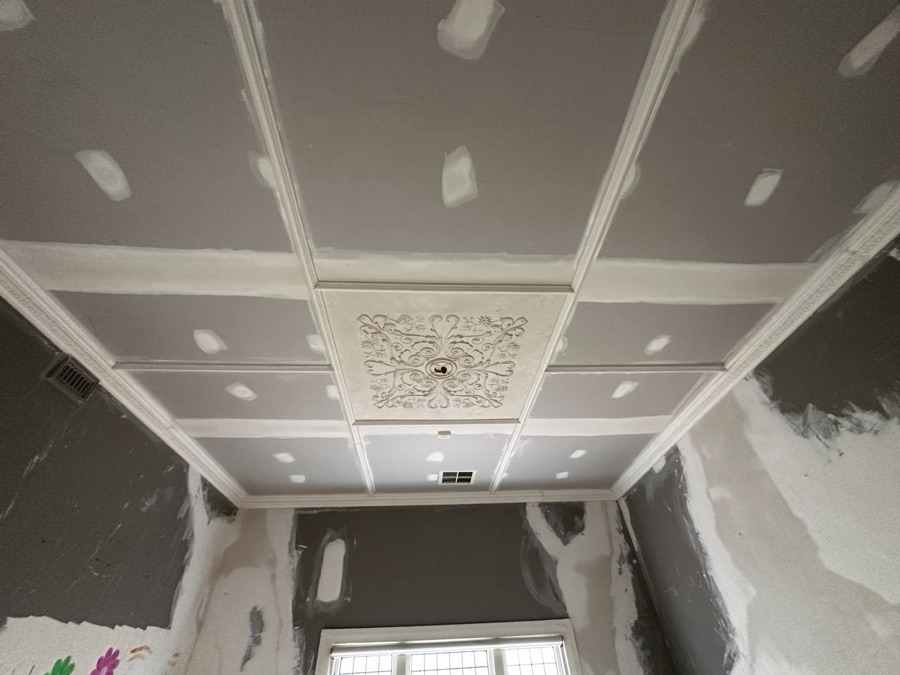 Ceiling rose and panel mouldings