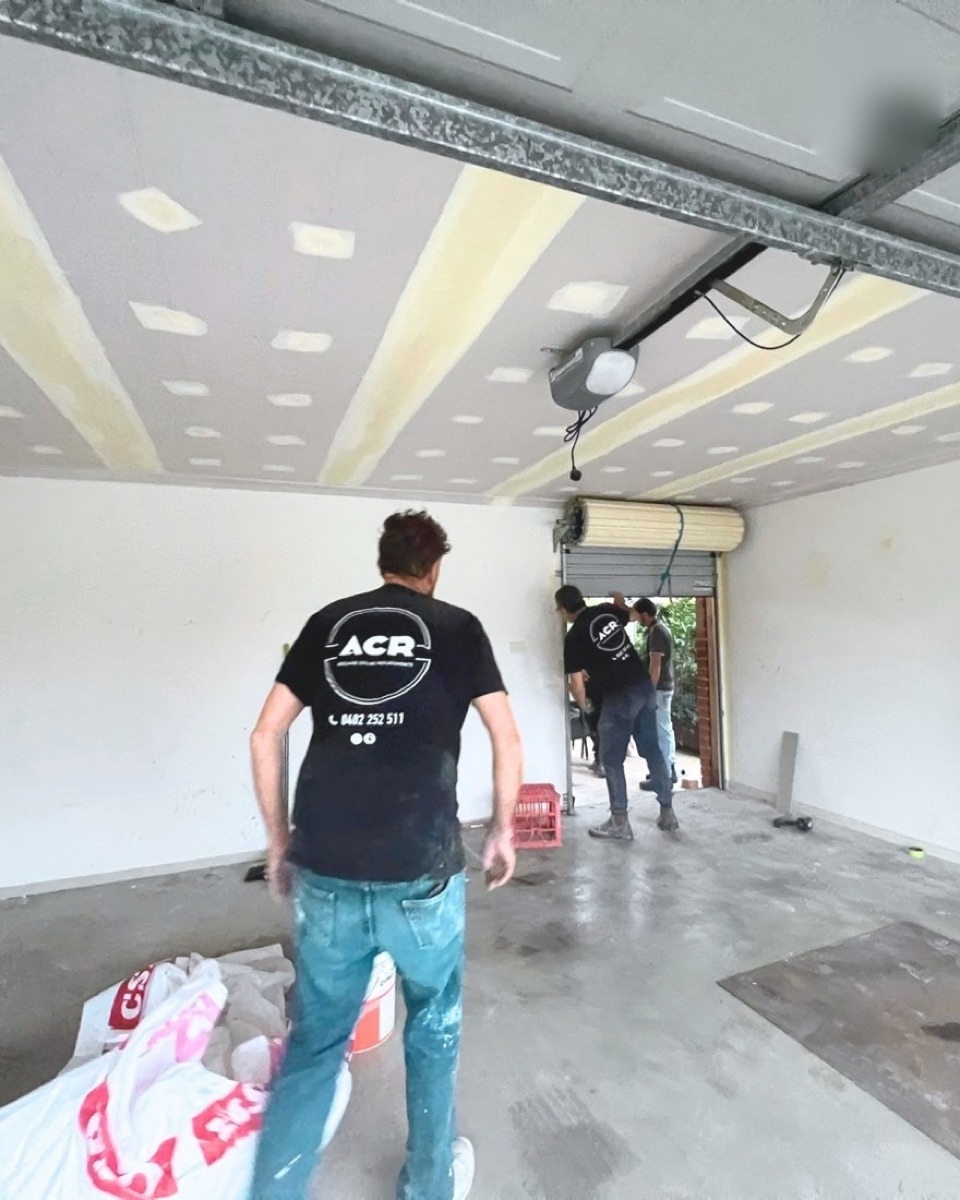 The ACR team at work on a garage ceiling